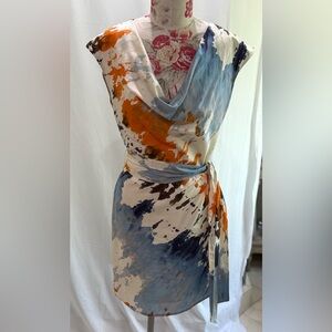 Vintage 1999 Andrew Marc Dress in Blue, Orange, and Cream